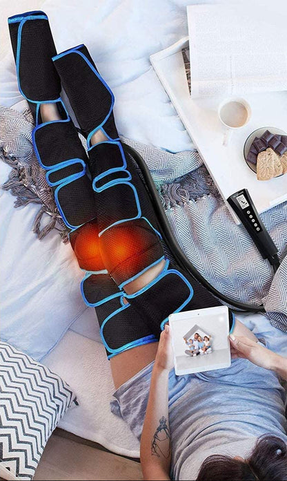 Full-Leg Air Compression Massager Wrap with Knee Heat