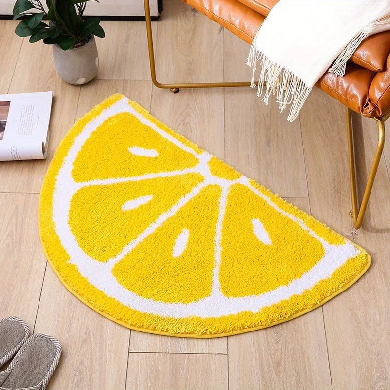 Fruit Pattern Door Rug – Half-Round Absorbent & Non-Slip Rug for Home Decor