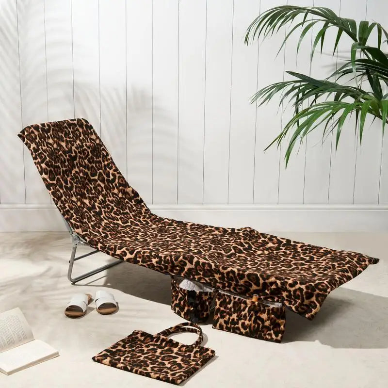 Extra-Large Quick Dry Beach Lounge Chair Towel – Microfiber Spa Pool Towel with Handy Pockets for Travel and Relaxation