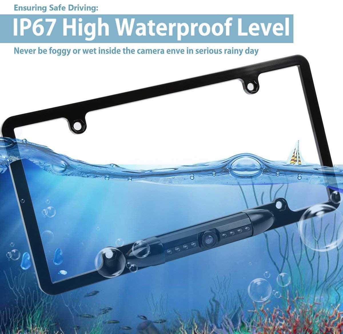 License Plate Frame Rear View Camera