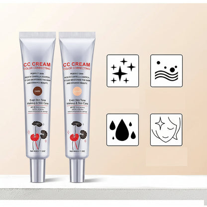 Color Correcting CC Cream with Centella - Lightweight Foundation with Whitening, BB Cream Coverage & Skin Repair in One