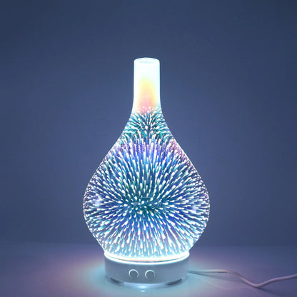 Firework Glass Aroma Diffuser – 3D Ultrasonic Humidifier with 7 LED Lights & Essential Oil Nebulizer