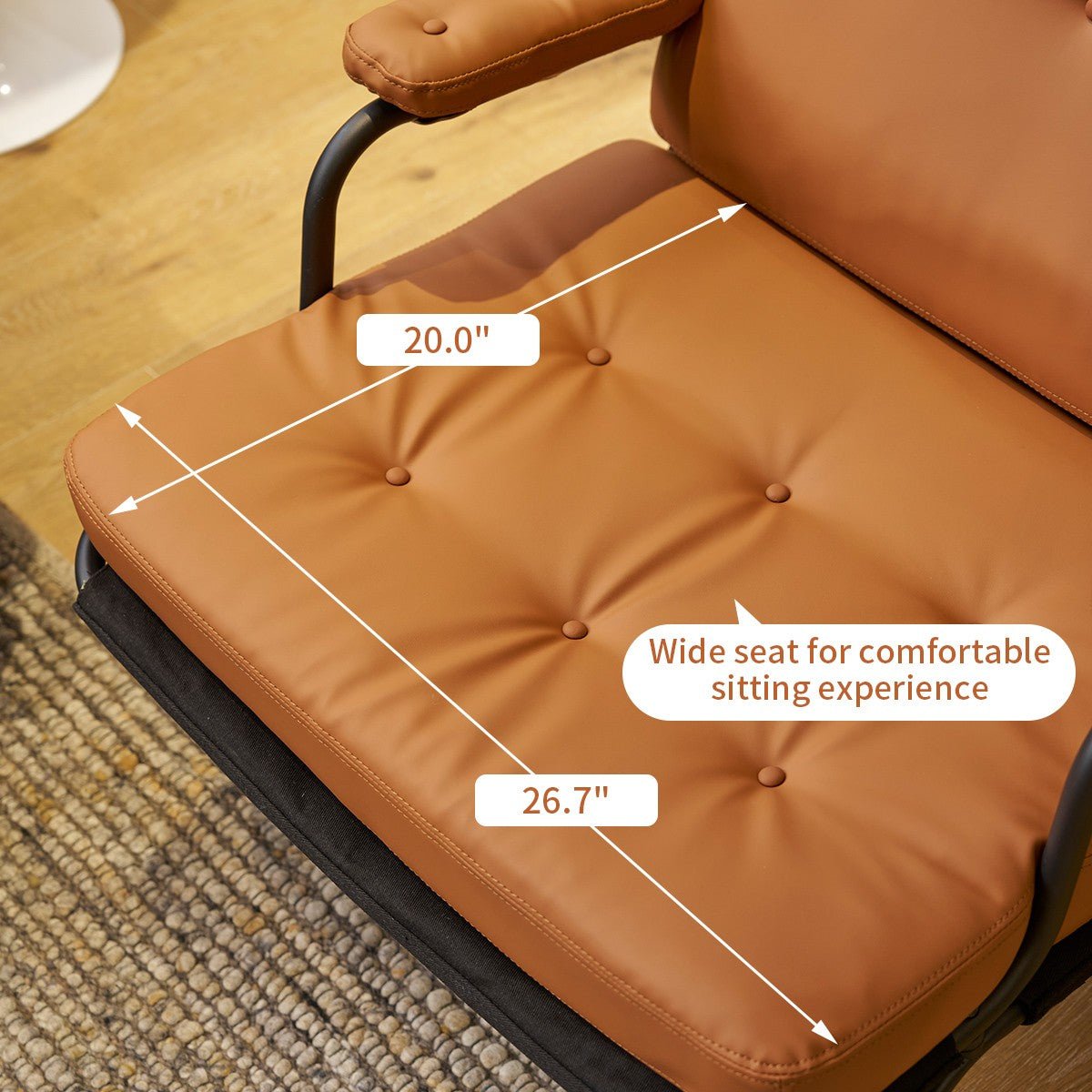 Living Room Chair with High Backrest, Soft Padding, Adhesive Leather Armrests, and Metal Legs
