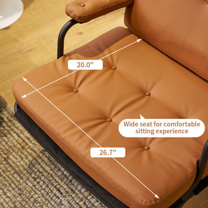 Living Room Chair with High Backrest, Soft Padding, Adhesive Leather Armrests, and Metal Legs