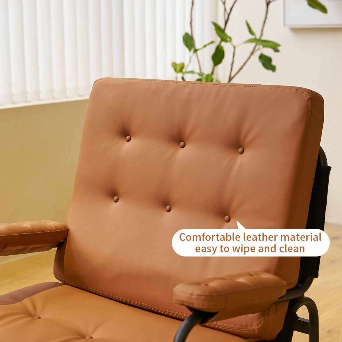 Living Room Chair with High Backrest, Soft Padding, Adhesive Leather Armrests, and Metal Legs