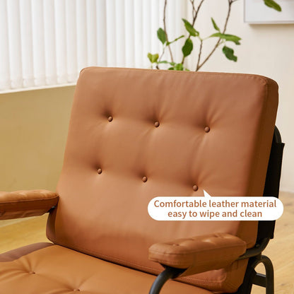 Living Room Chair with High Backrest, Soft Padding, Adhesive Leather Armrests, and Metal Legs