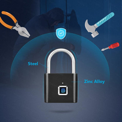 Smart Rechargeable Fingerprint Padlock - Keyless Biometric, Padlock for Gym, Luggage Bags, Locker and Storage