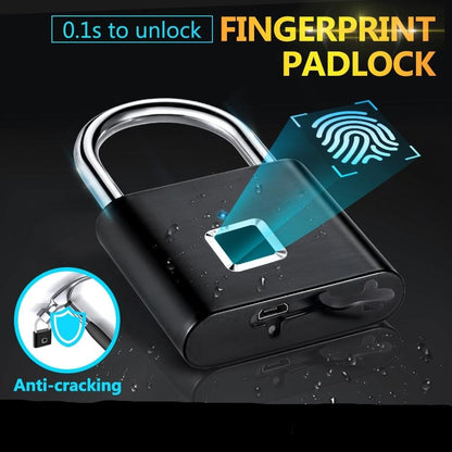 Smart Rechargeable Fingerprint Padlock - Keyless Biometric, Padlock for Gym, Luggage Bags, Locker and Storage