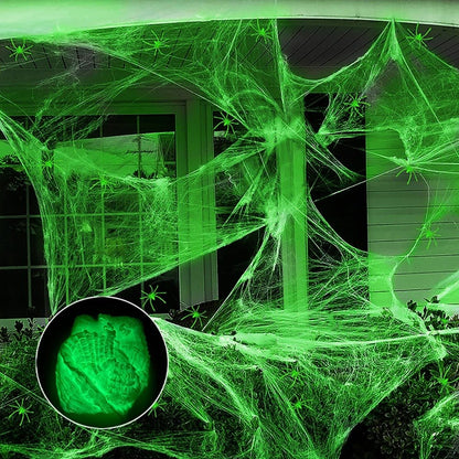 Luminous Glow in the Dark Spider Web Decoration - Creepy Crawly Glow Spider Web
