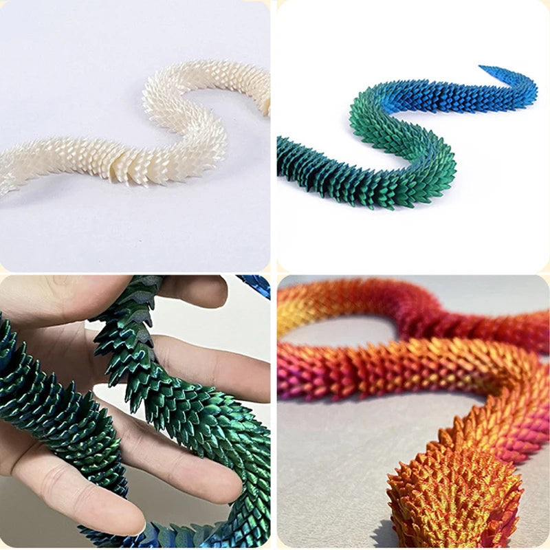 3D-Printed Articulated Snake - Posable Bush Viper Desk Fidget