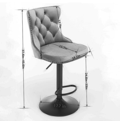 Lux Velvet Bar Stools - Upholstered Bar Stools with Backs Comfortable Tufted for Home Pub and Kitchen