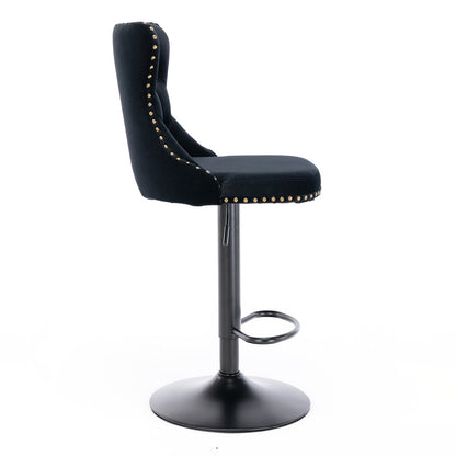 Lux Velvet Bar Stools - Upholstered Bar Stools with Backs Comfortable Tufted for Home Pub and Kitchen