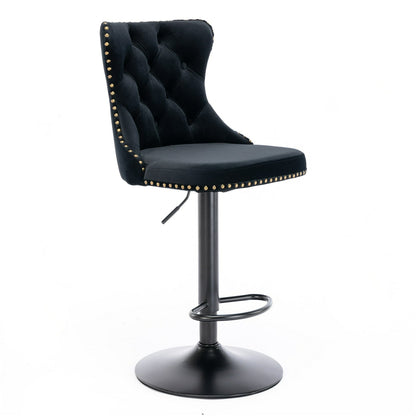 Lux Velvet Bar Stools - Upholstered Bar Stools with Backs Comfortable Tufted for Home Pub and Kitchen