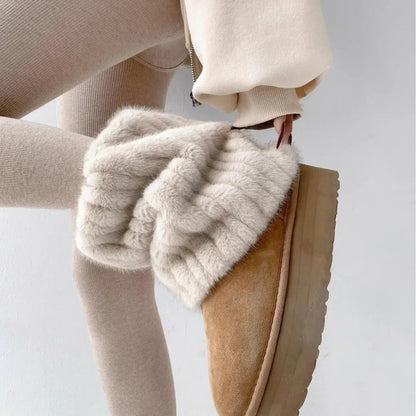 Faux Fur Leg Warmers for Women – Thick Imitation Mink Plush, Mid-Length
