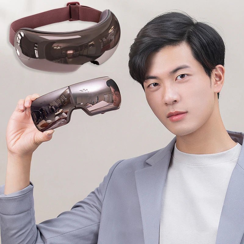 Luxury Heated Eye Massage Glasses – Air Pressure, Vibrating Relief & Bluetooth Music for Ultimate Eye Care