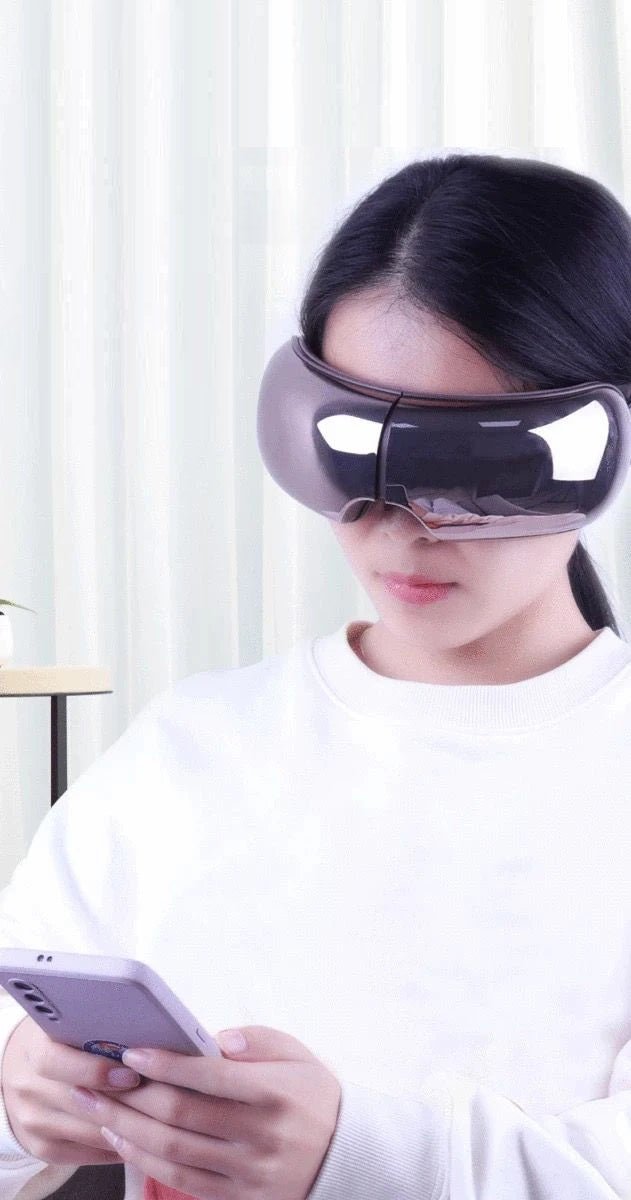 Luxury Heated Eye Massage Glasses – Air Pressure, Vibrating Relief & Bluetooth Music for Ultimate Eye Care