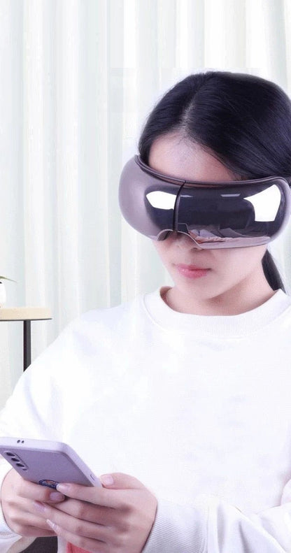 Luxury Heated Eye Massage Glasses – Air Pressure, Vibrating Relief & Bluetooth Music for Ultimate Eye Care