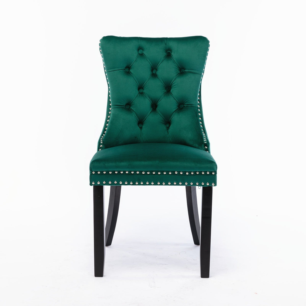 Luxury Velvet Tufted Dining Chairs, Solid Wood Legs with Nailhead Trim, Set of 2