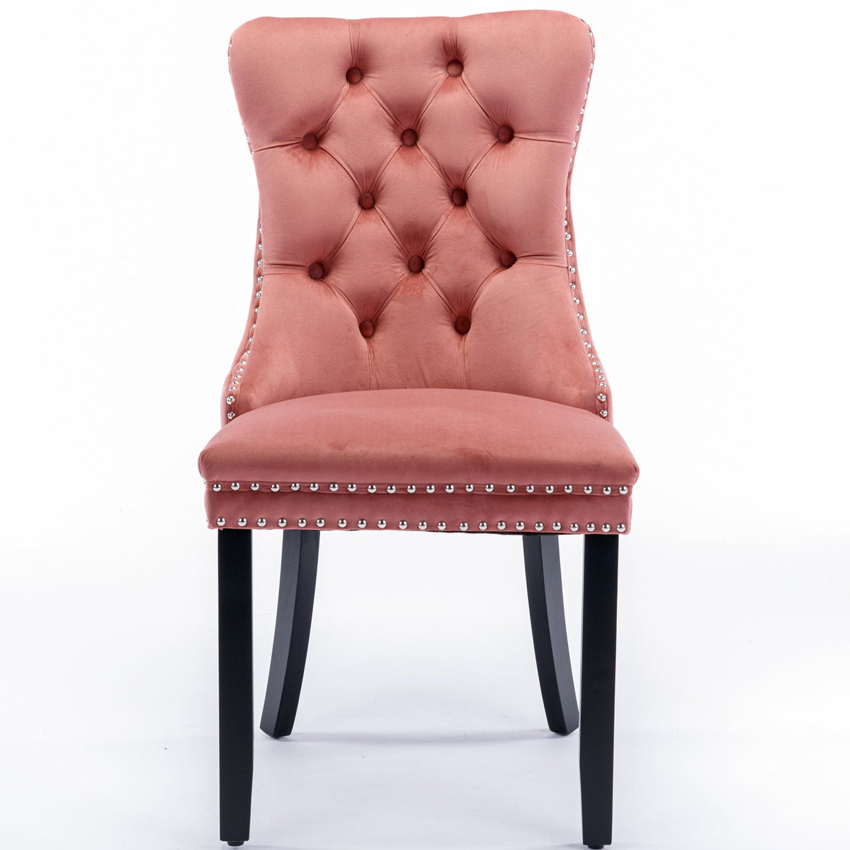 Luxury Velvet Tufted Dining Chairs, Solid Wood Legs with Nailhead Trim, Set of 2