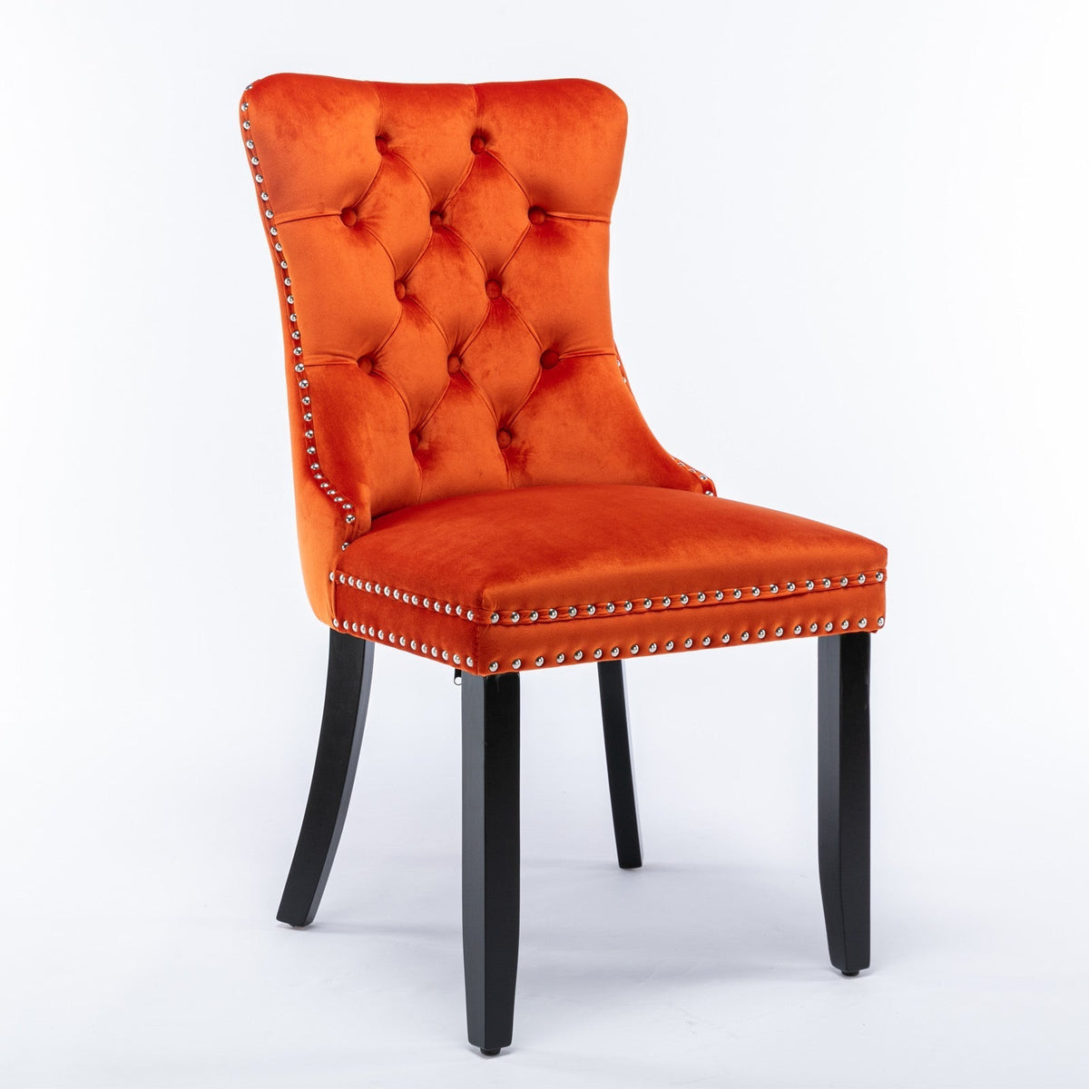 Luxury Velvet Tufted Dining Chairs, Solid Wood Legs with Nailhead Trim, Set of 2