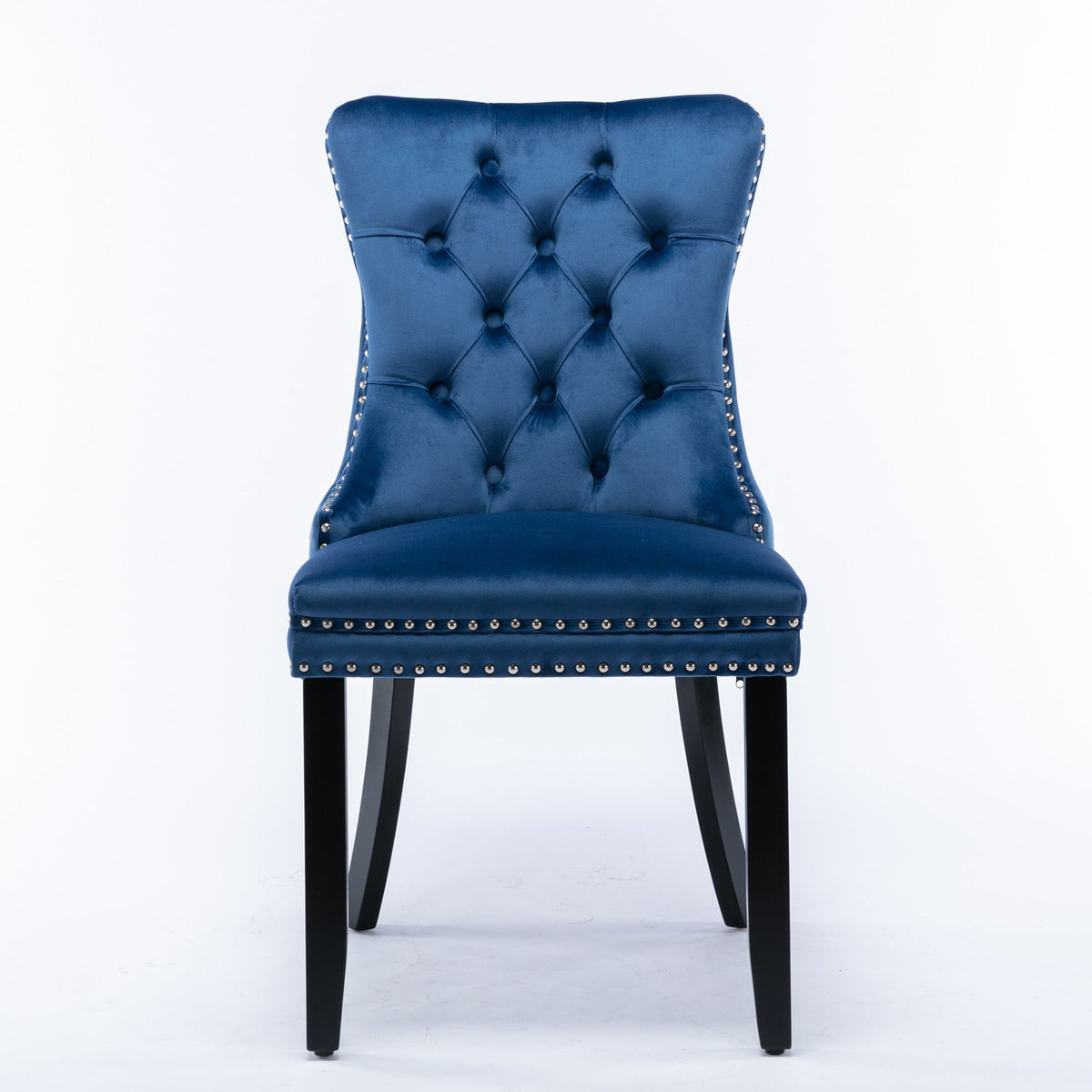 Luxury Velvet Tufted Dining Chairs, Solid Wood Legs with Nailhead Trim, Set of 2