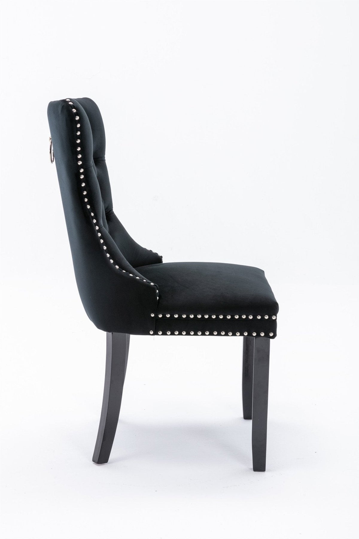 Luxury Velvet Tufted Dining Chairs, Solid Wood Legs with Nailhead Trim, Set of 2