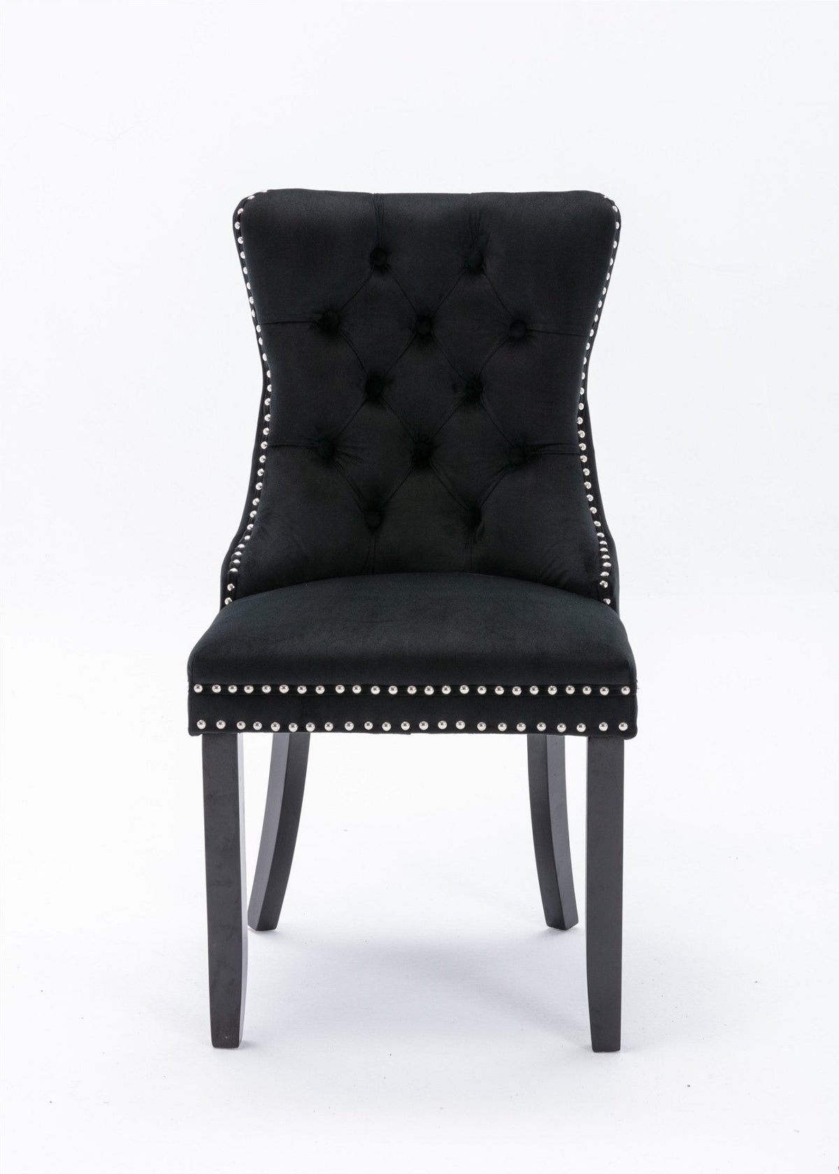 Luxury Velvet Tufted Dining Chairs, Solid Wood Legs with Nailhead Trim, Set of 2