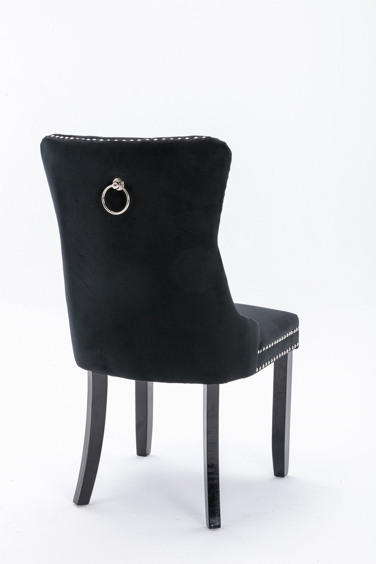 Luxury Velvet Tufted Dining Chairs, Solid Wood Legs with Nailhead Trim, Set of 2