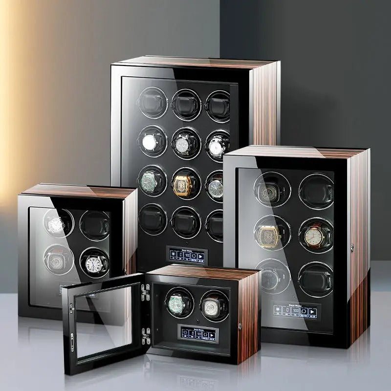 Luxury Watch Winder Box With LCD Display - Wooden Watch Accessories Boxes with Remote Control