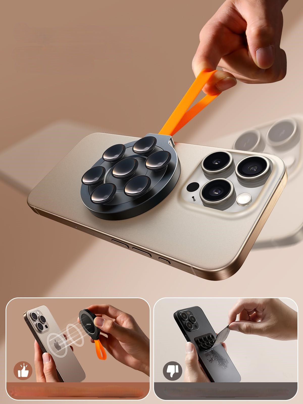 Magnetic cellphone Holder with Suction Cup – Universal Wall & Mirror Mount Stand for Hands-Free Convenience with Any Mobile Device