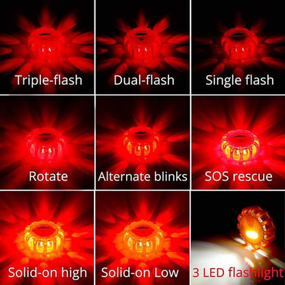 Magnetic LED Emergency Safety Flare - Road Safety Flashing Red Warning Lamp for Boat & Vehicles