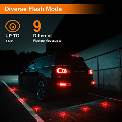 Magnetic LED Emergency Safety Flare - Road Safety Flashing Red Warning Lamp for Boat & Vehicles