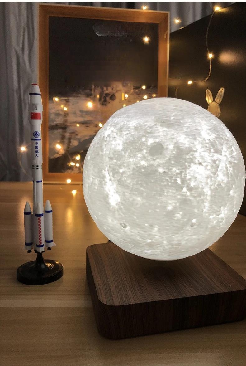 Magnetic Levitating Moon, Jupiter & Saturn Lamp – 3D Floating Light for Romantic Home Décor