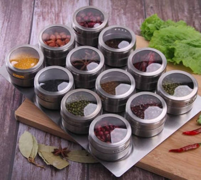 Magnetic Spice Rack Set - 12 Pieces Magnetic Spice Tins with Labeling Stickers