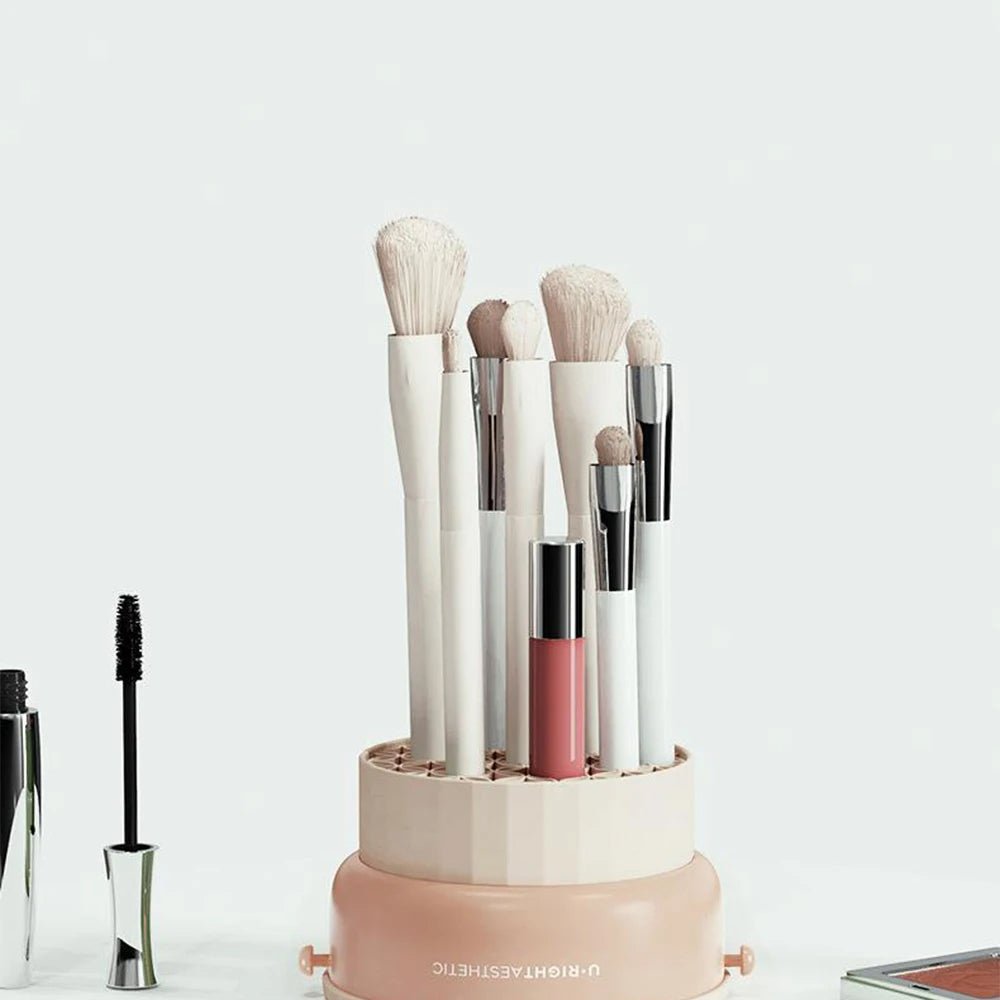 Makeup Brush Silicone Cleaning Mat & Holder – 2-in-1 Brush and Portable Silicone Pad with Drying Function for Effortless Brush Care