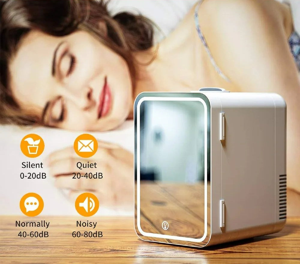 Makeup Mini Fridge - Mirrored Beauty Fridge With LED Lighting 8L Cosmetic Refrigerator