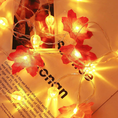Maple Leaves Pumpkin String Lights - Halloween String Lights Hanging Fairy Atmosphere Lamp For Decorations