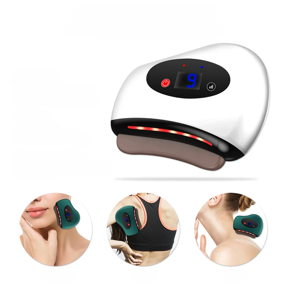 Electric Hot Compress Guasha Massager – 9/12 Gear Facial & Body Scraping Tool