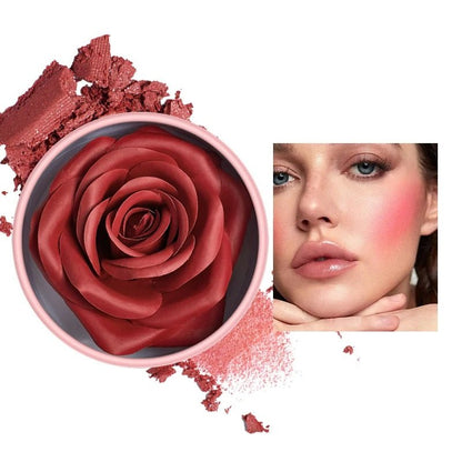 Matte Petal Blush & Contour Palette – 3D Blush On with High-Gloss Cream Rouge for Sculpted, Radiant Beauty