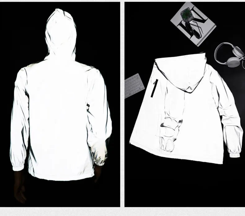 Men's Reflective Running Jacket – Lightweight Windbreaker for Outdoor Sports, Fishing & Hiking, Breathable & Windproof Style