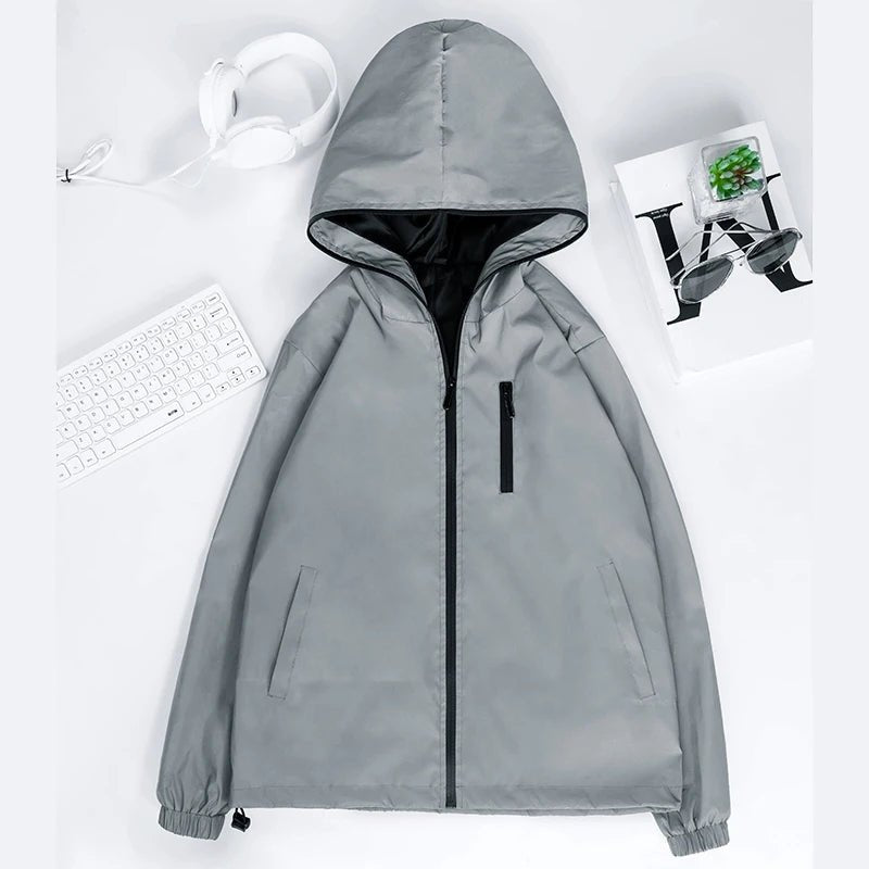Men's Reflective Running Jacket – Lightweight Windbreaker for Outdoor Sports, Fishing & Hiking, Breathable & Windproof Style