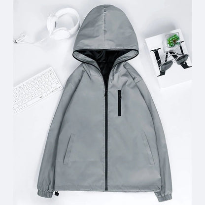 Men's Reflective Running Jacket – Lightweight Windbreaker for Outdoor Sports, Fishing & Hiking, Breathable & Windproof Style