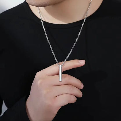 Men's Stainless Steel Keel Chain Necklace – Sleek Cube Pendant for Effortless Style and Sophistication