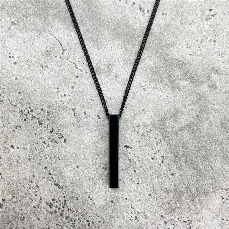 Men's Stainless Steel Keel Chain Necklace – Sleek Cube Pendant for Effortless Style and Sophistication