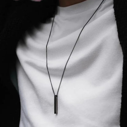 Men's Stainless Steel Keel Chain Necklace – Sleek Cube Pendant for Effortless Style and Sophistication