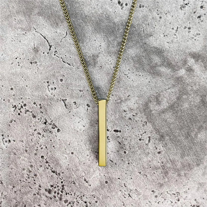 Men's Stainless Steel Keel Chain Necklace – Sleek Cube Pendant for Effortless Style and Sophistication