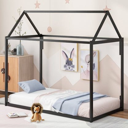 Metal House Shape Platform Bed Twin