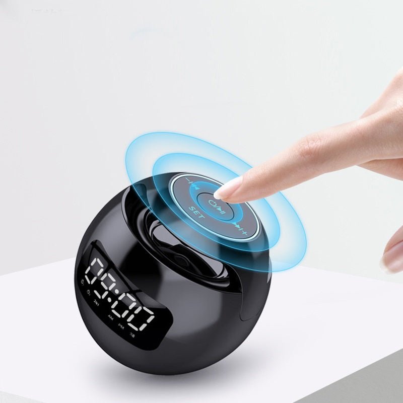 Mini Bluetooth Speaker with LED Alarm Clock – Mini Wireless Sound Box, Deep Bass, and Hi-Fi Music Player with TF Card Support