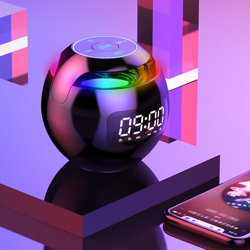 Mini Bluetooth Speaker with LED Alarm Clock – Mini Wireless Sound Box, Deep Bass, and Hi-Fi Music Player with TF Card Support