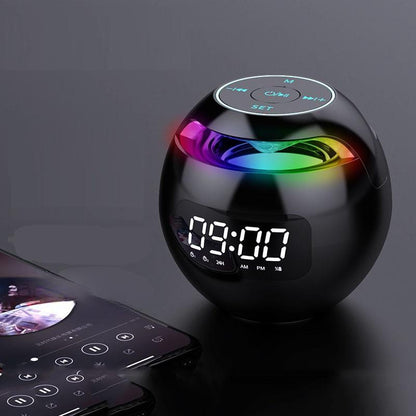 Mini Bluetooth Speaker with LED Alarm Clock – Mini Wireless Sound Box, Deep Bass, and Hi-Fi Music Player with TF Card Support